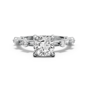 Image for Square Cushion Diamond Tulip Ring with Floating Station band