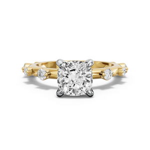 Image for Square Cushion Diamond Tulip Ring with Floating Station band