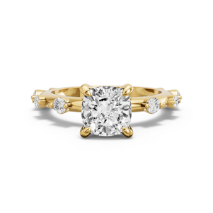 Image for Square Cushion Diamond Tulip Ring with Floating Station band