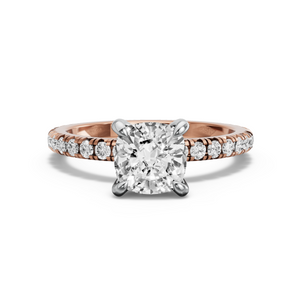 Image for Cushion Diamond Tulip Ring with French Pave band