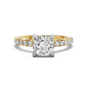 Image for Cushion Diamond Tulip Ring with French Pave band