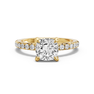 Image for Cushion Diamond Tulip Ring with French Pave band