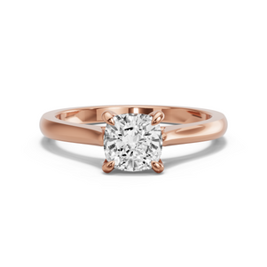Image for Cushion Diamond Tulip Ring with Knife Edge Cathedral band