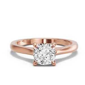 Image for Square Cushion Diamond Tulip Ring with Knife Edge Cathedral band