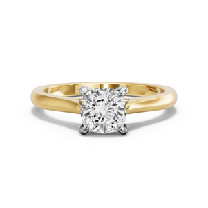 Image for Square Cushion Diamond Tulip Ring with Knife Edge Cathedral band