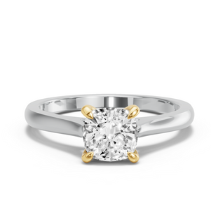 Image for Cushion Diamond Tulip Ring with Knife Edge Cathedral band