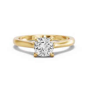Image for Square Cushion Diamond Tulip Ring with Knife Edge Cathedral band