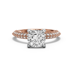 Image for Cushion Diamond Tulip Ring with Knife Edge Pave band