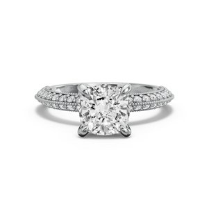 Image for Square Cushion Diamond Tulip Ring with Knife Edge Pave band