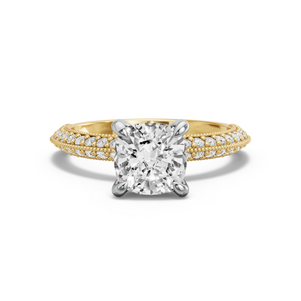 Image for Square Cushion Diamond Tulip Ring with Knife Edge Pave band