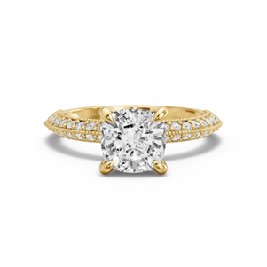 Image for Square Cushion Diamond Tulip Ring with Knife Edge Pave band