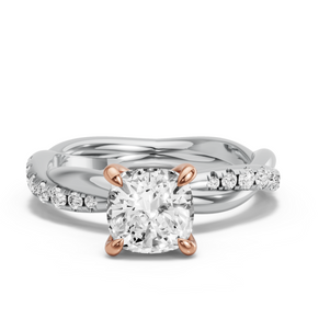 Image for Cushion Diamond Tulip Ring with Rope Pave band