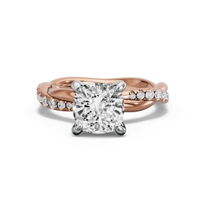 Image for Square Cushion Diamond Tulip Ring with Rope Pave band