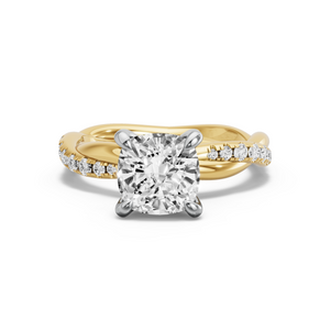 Image for Cushion Diamond Tulip Ring with Rope Pave band