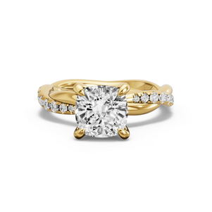 Image for Square Cushion Diamond Tulip Ring with Rope Pave band