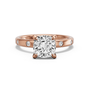 Image for Square Cushion Diamond Tulip Ring with Sleek Accent band