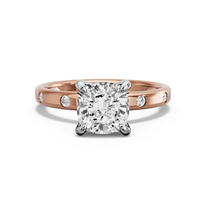 Image for Cushion Diamond Tulip Ring with Sleek Accent band