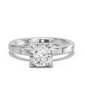 Image for Cushion Diamond Tulip Ring with Sleek Accent band