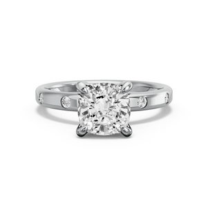 Image for Square Cushion Diamond Tulip Ring with Sleek Accent band