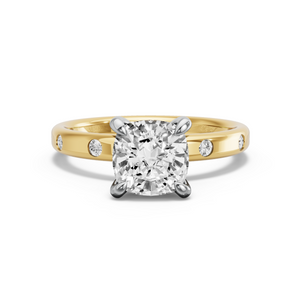 Image for Square Cushion Diamond Tulip Ring with Sleek Accent band