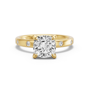 Image for Square Cushion Diamond Tulip Ring with Sleek Accent band