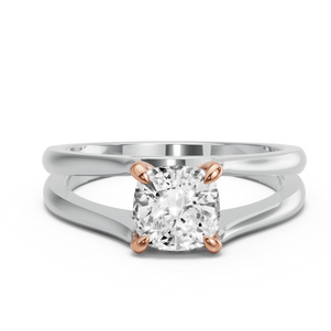 Image for Square Cushion Diamond Tulip Ring with Split Ring Solitaire band