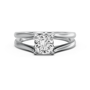 Image for Square Cushion Diamond Tulip Ring with Split Ring Solitaire band