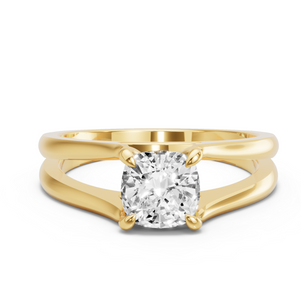 Image for Square Cushion Diamond Tulip Ring with Split Ring Solitaire band
