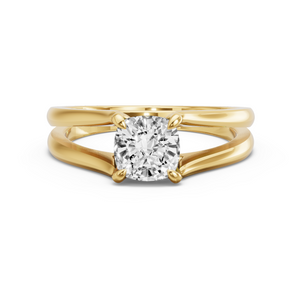 Image for Square Cushion Diamond Tulip Ring with Split Ring Solitaire band