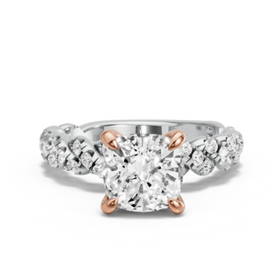Image for Cushion Diamond Tulip Ring with Twist Pave band
