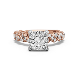 Image for Square Cushion Diamond Tulip Ring with Twist Pave band