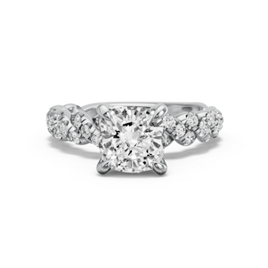 Image for Square Cushion Diamond Tulip Ring with Twist Pave band