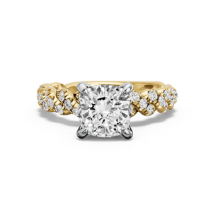 Image for Cushion Diamond Tulip Ring with Twist Pave band