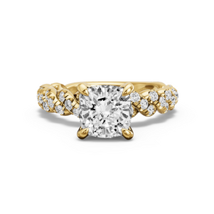 Image for Cushion Diamond Tulip Ring with Twist Pave band