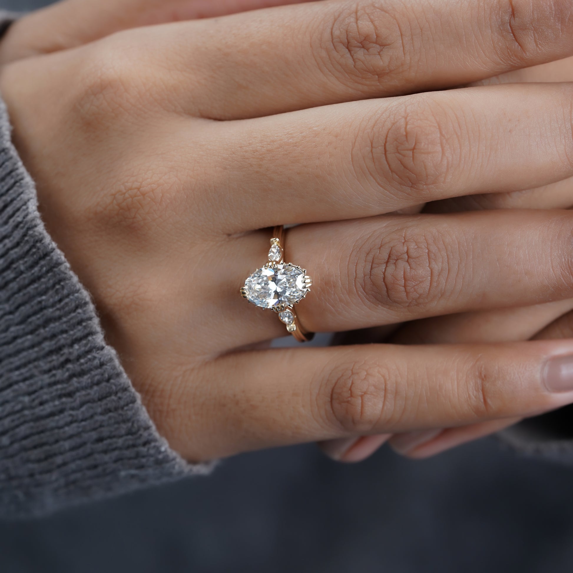 Elegant oval diamond engagement ring for women
