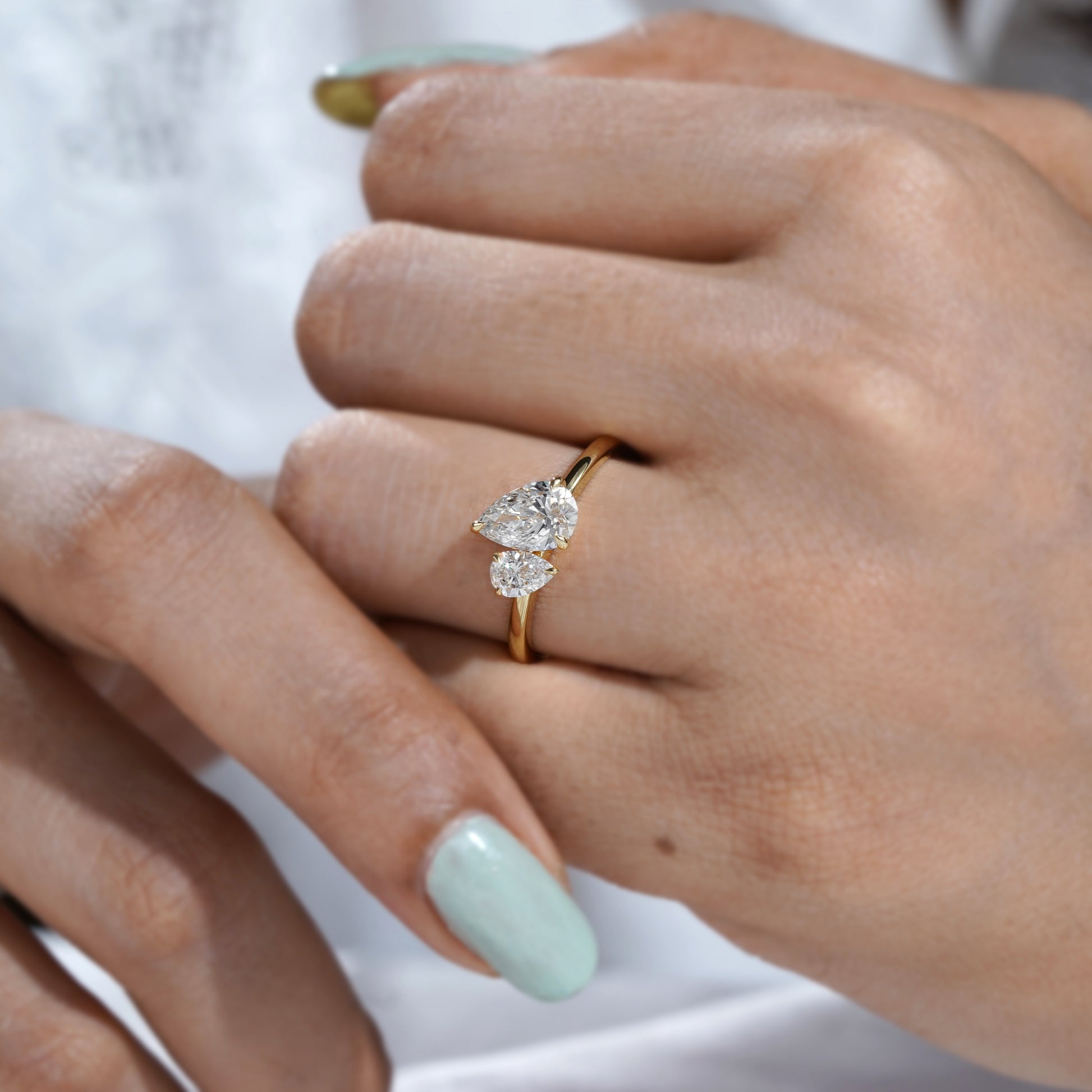 Twice Pear 1.65tcw Lab Grown Diamond Toi Et Moi Ring | IGI Certified