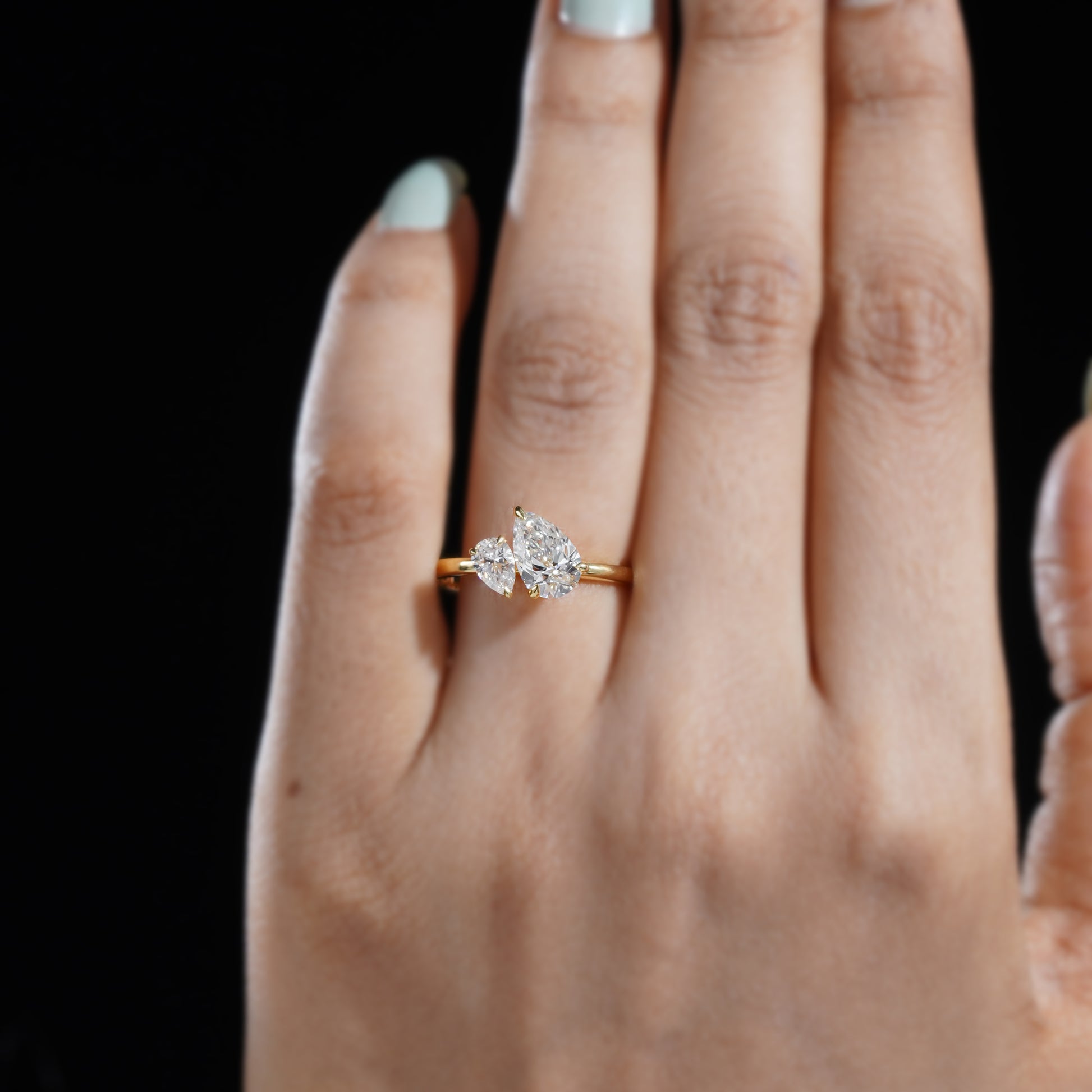 Twice Pear 1.65tcw Lab Grown Diamond Toi Et Moi Ring | IGI Certified