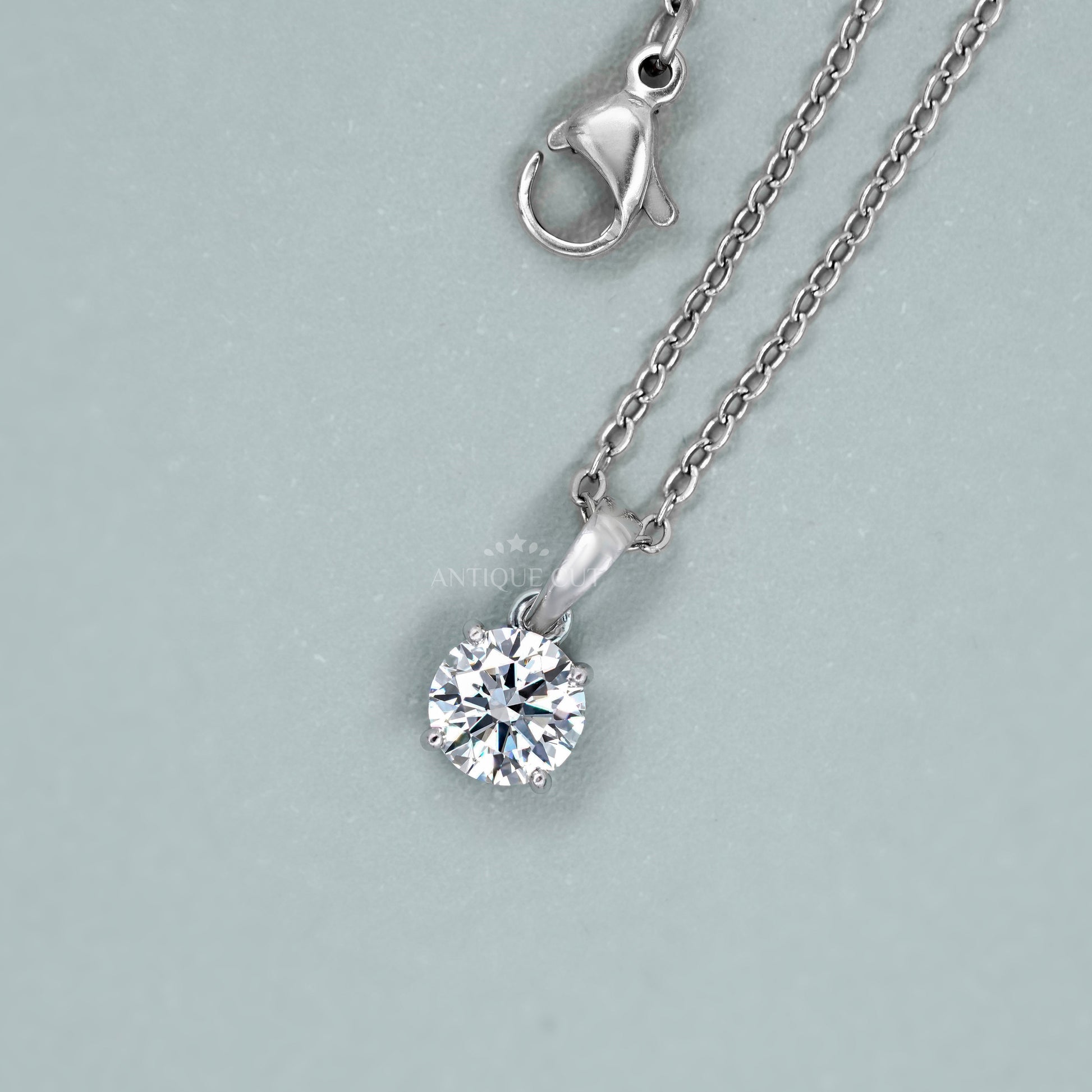 2.00 Carat Round Diamond Pendant Necklace | Classic Solitaire Diamond Necklace | 14K White Gold Prong Set