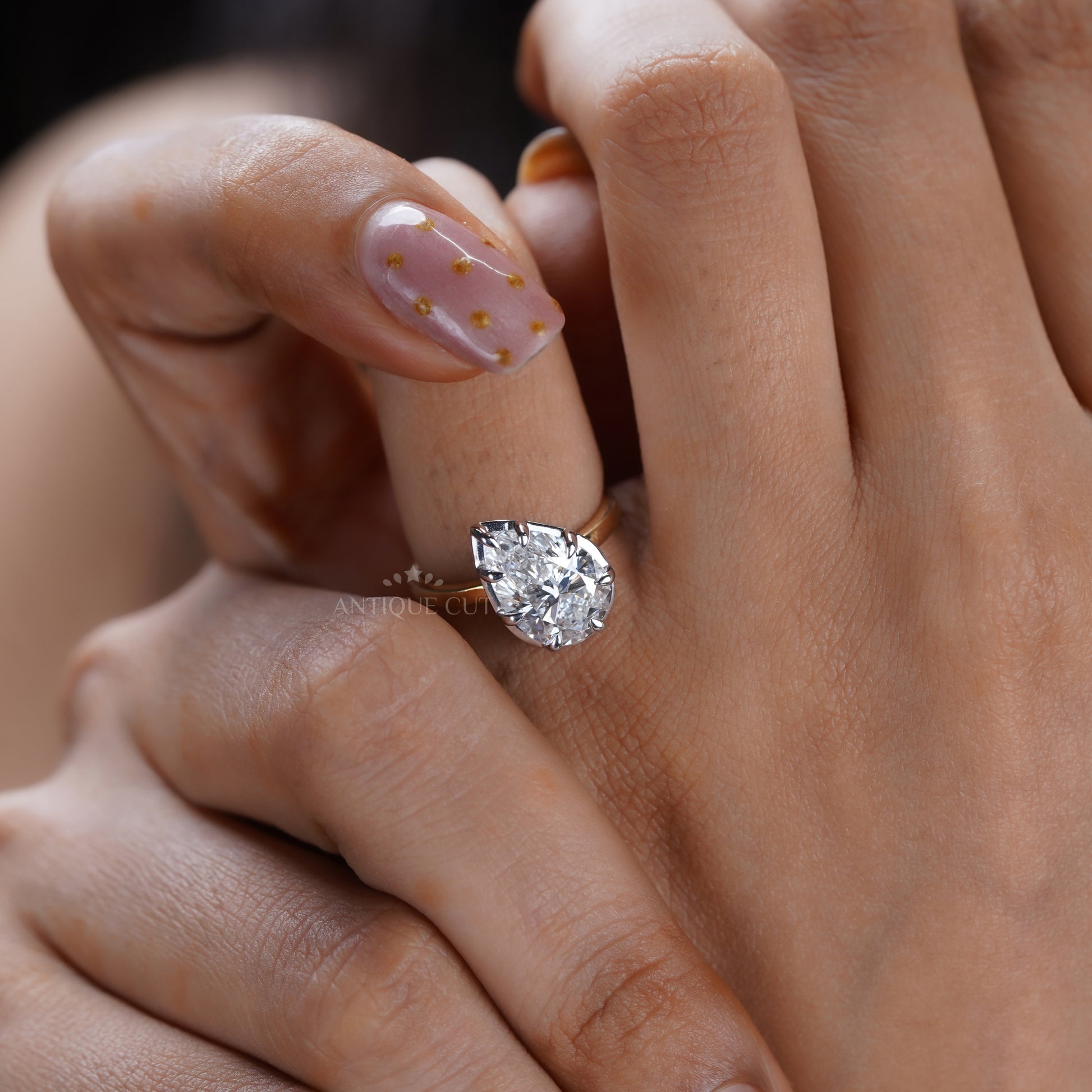 Pear 3.10ct Lab Grown Diamond Solitaire Ring | IGI Certified | Yellow Gold | VVS–VS Clarity