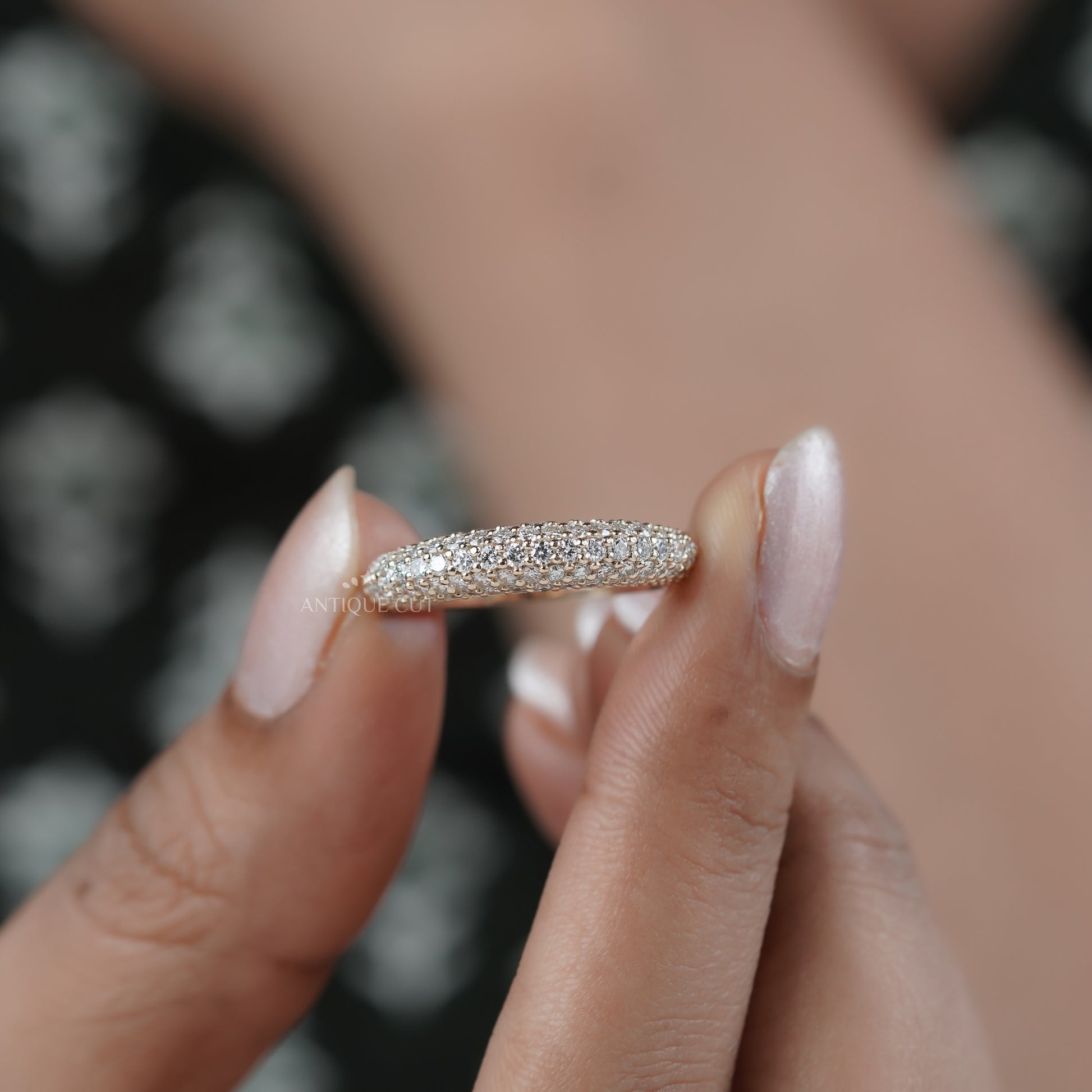 1.50tcw Diamond Pave Band | Solid Gold | Three-Row Round Diamonds | Classic Wedding or Anniversary Ring