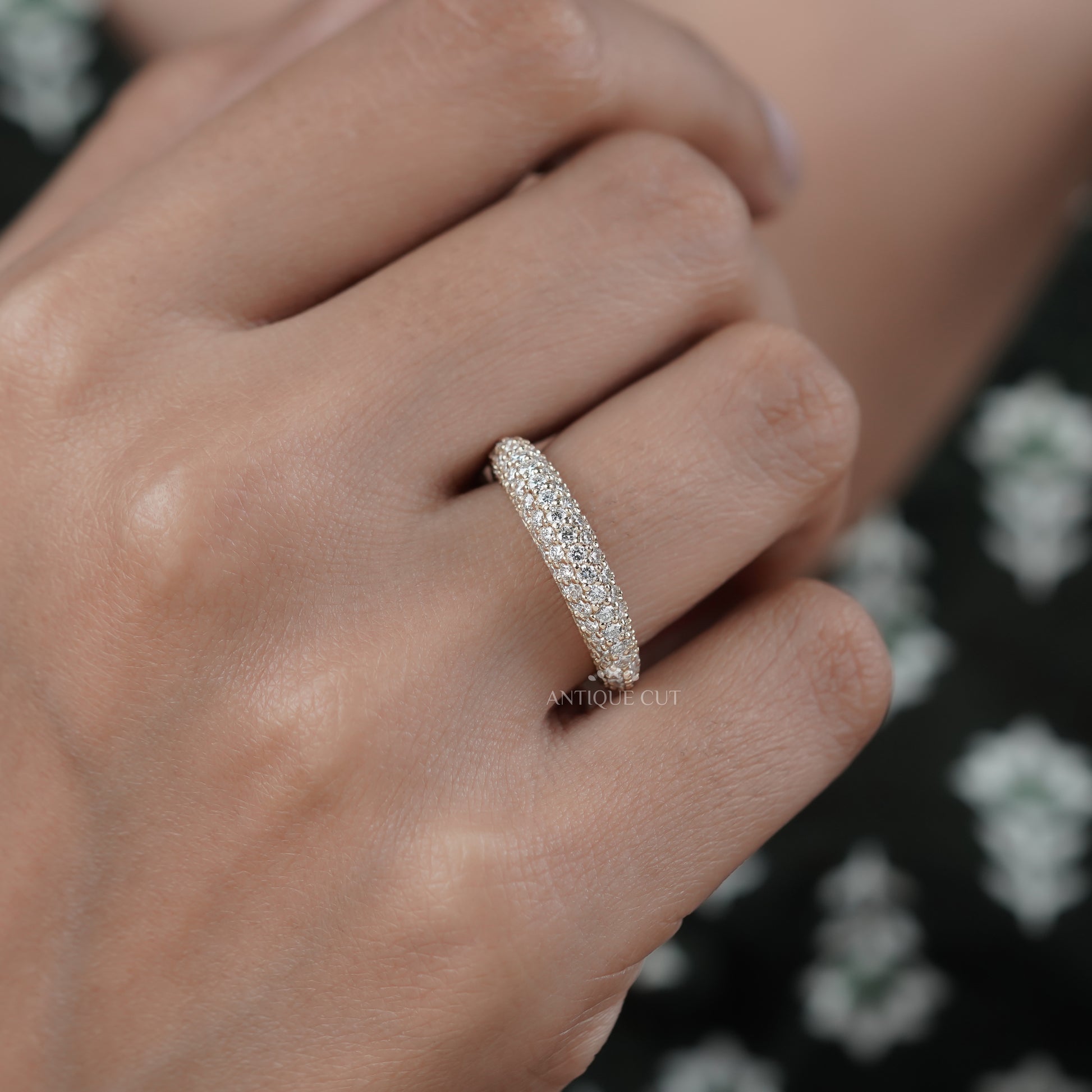 1.50tcw Diamond Pave Band | Solid Gold | Three-Row Round Diamonds | Classic Wedding or Anniversary Ring