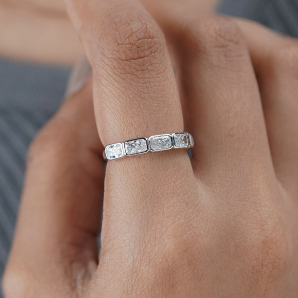 2.10ct Radiant Cut Diamond Wedding Band – 7 Stone Anniversary Ring in White Gold