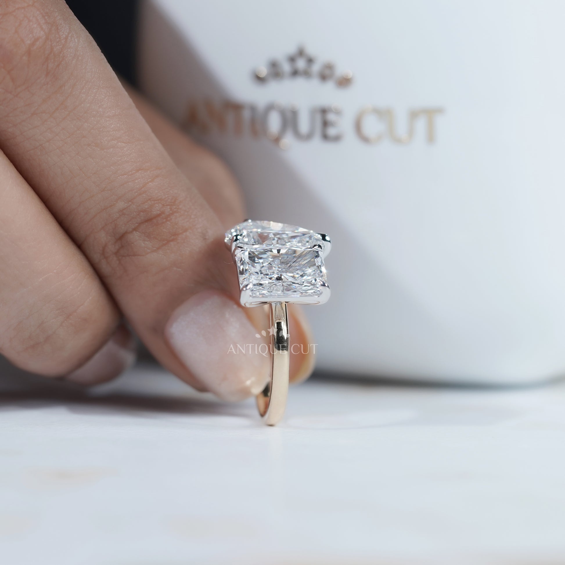 Toi et Moi Engagement Ring 2.60ct Pear & 2.50ct Radiant Two Stone Ring