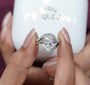 Oval lab grown diamond engagement ring with unique bypass style