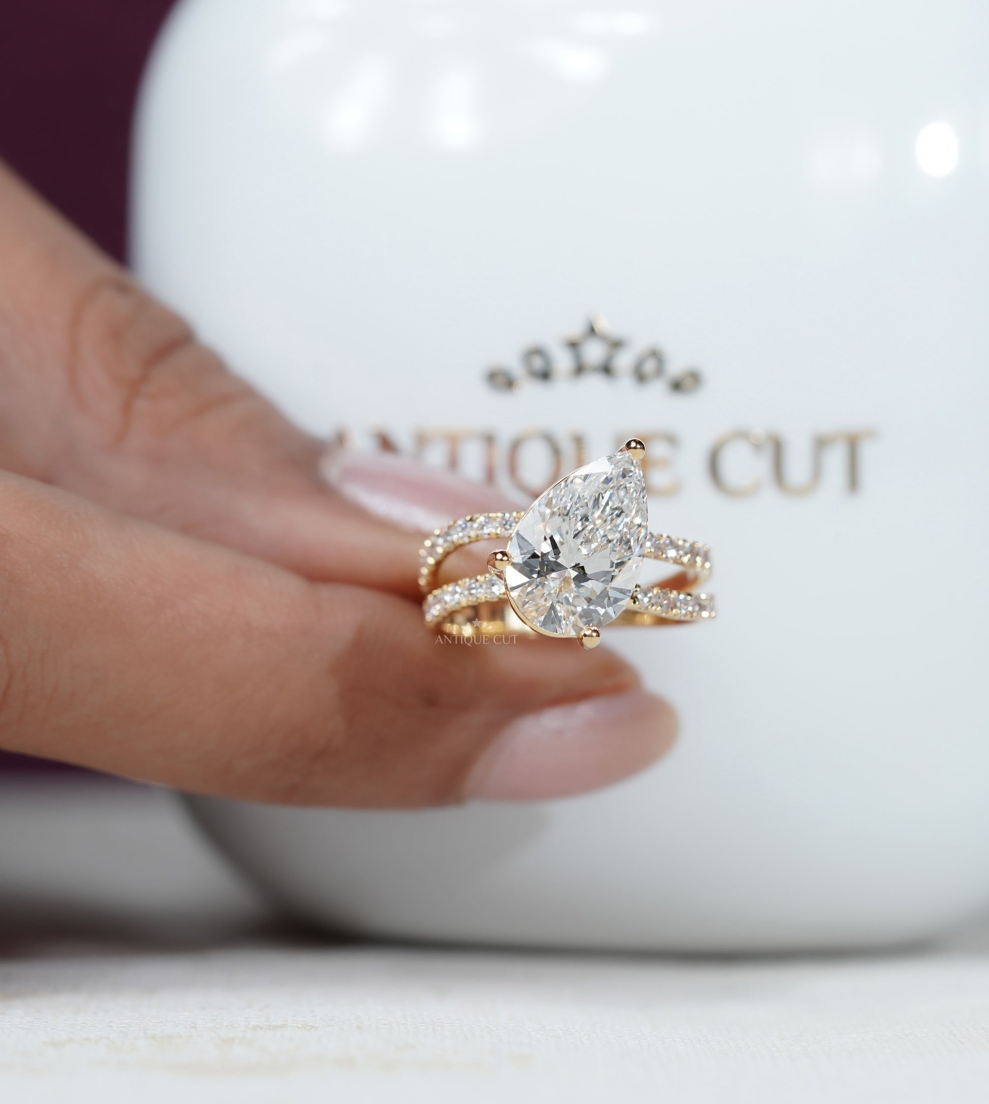 pear cut lab grown diamond ring process