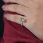 Antiquecut hidden halo oval engagement ring