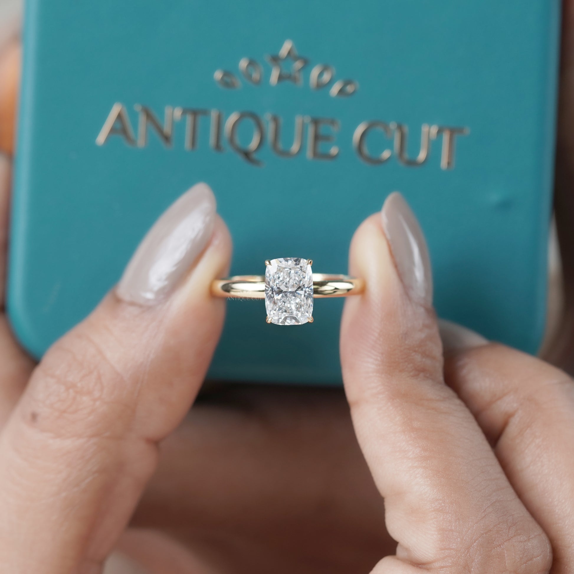2.00ct Cushion Cut Diamond Engagement Ring | Solitaire 14K Yellow Gold Classic Engagement Ring | Timeless Bridal Jewelry