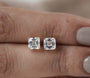 Asscher-cut diamon solitaire stud  earrings 