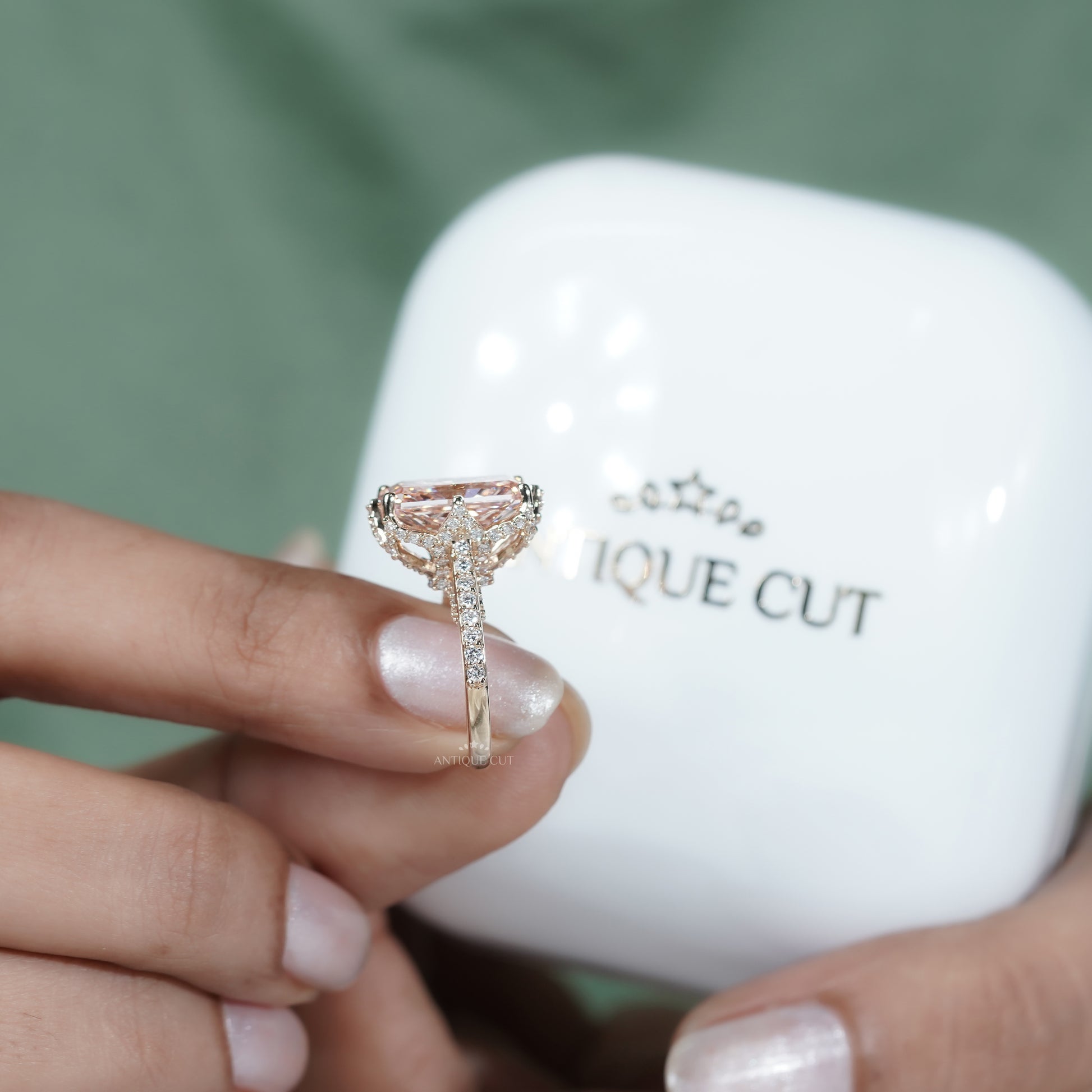 Radiant 3.50tcw Fancy Pink Diamond Ring | Pave Side Stones | Luxury Engagement Ring