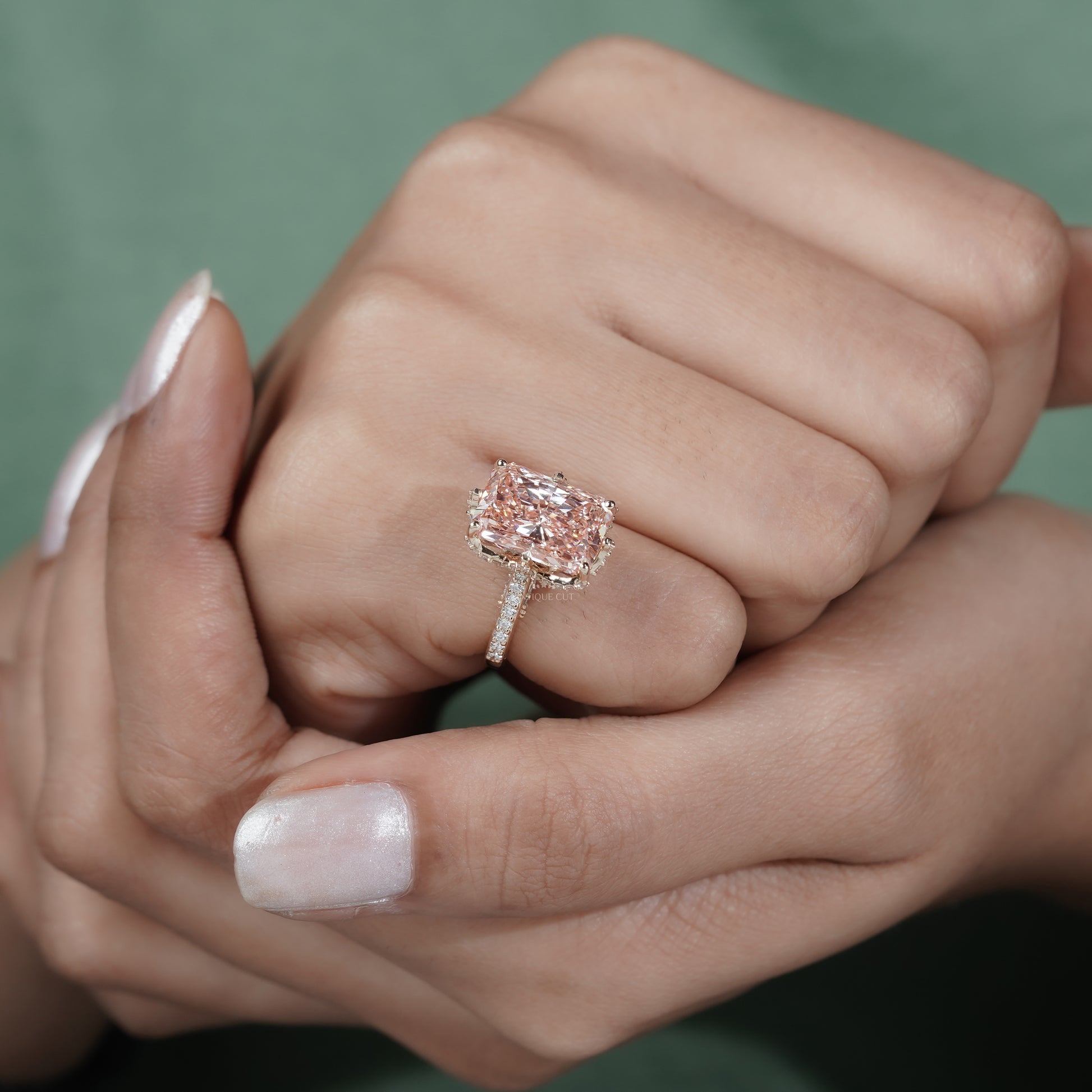 Radiant 3.50tcw Fancy Pink Diamond Ring | Pave Side Stones | Luxury Engagement Ring